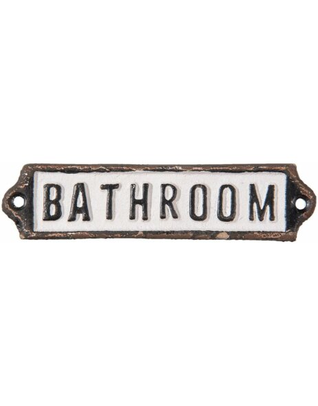 Textschild Bathroom 15x3 cm - schwarz