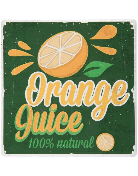 Blechschild Orange Juice 30x30 cm - bunt