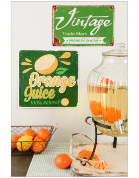 text plate Orange Juice 30x30 cm in colourful/green