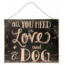 text plate Dogs 24x19 cm in shabby black