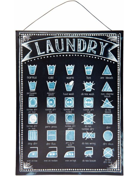 text plate Laundry 22x30 cm in black/blue