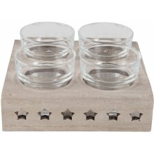 6H1434 Clayre Eef tealight holder 16x16x7 cm - natural brown