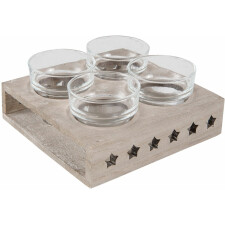 6H1434 Clayre Eef tealight holder 16x16x7 cm - natural brown