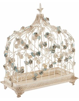 decoration bird cage 42x21x50 cm - beige/blue