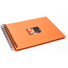 HNFD Spiralalbum BULDANA orange gerippt 23x17 cm 40 schwarze Seiten