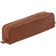 Pencil case leather 21x4x6 cm chestnut