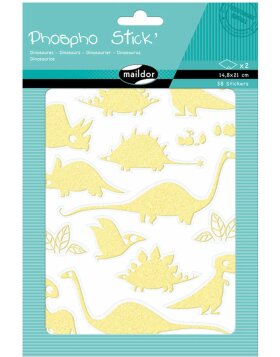 Phospho Stick, Pack 2 sheets 14,8x21cm, Dinos yellow