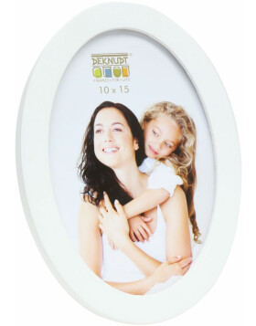 Wooden photo frame S67YL1 white oval and round