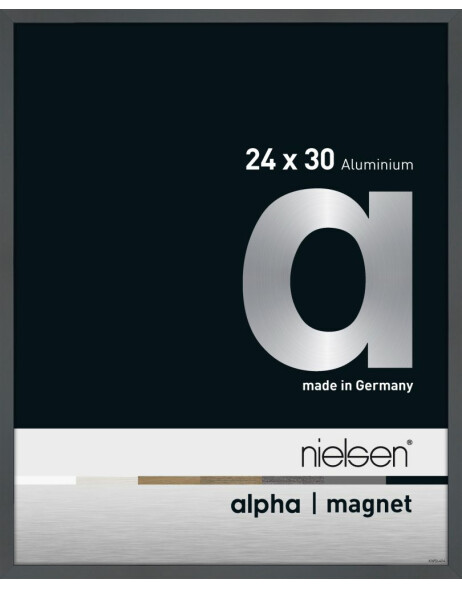 Nielsen Aluminium Bilderrahmen Alpha Magnet, 24x30 cm, Dunkelgrau Glanz