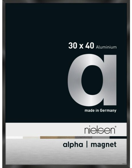 Nielsen Aluminium Bilderrahmen Alpha Magnet, 30x40 cm, Eloxal Schwarz Glanz