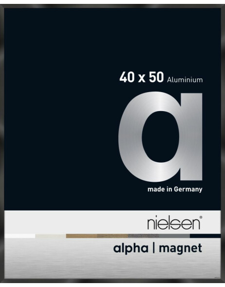 Nielsen Aluminium Bilderrahmen Alpha Magnet, 40x50 cm, Eloxal Schwarz Glanz