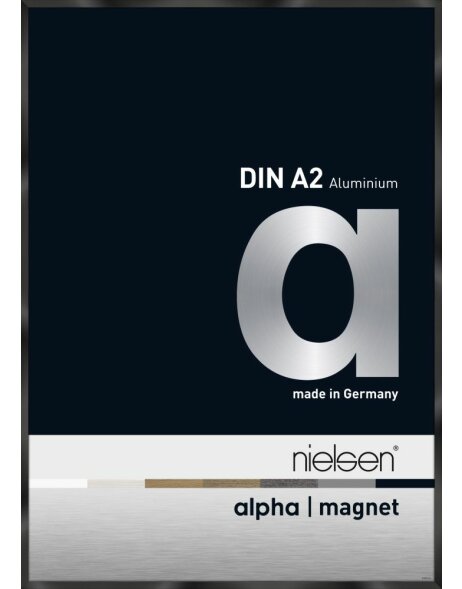 Nielsen Aluminium Fotolijst Alpha Magneet, 42x59,4 cm, Geanodiseerd Zwart Glans