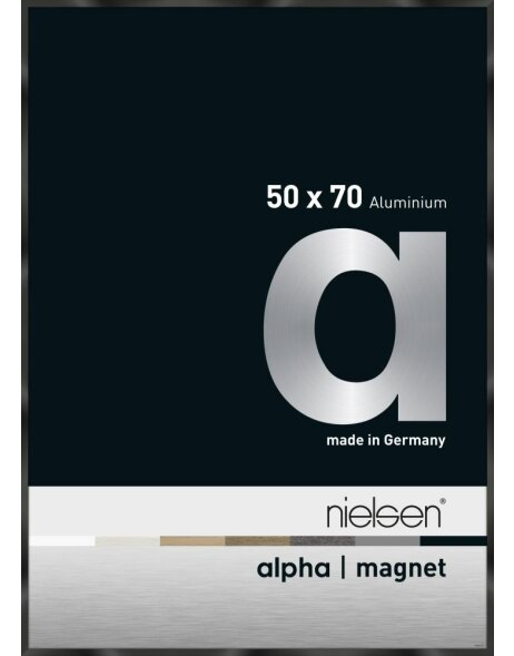 Cornice Nielsen in alluminio Alpha Magnet, 50x70 cm, nero lucido anodizzato