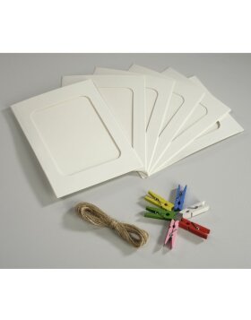 Papierrahmen-Set mit Klammern und Schnur, farblich sortiert