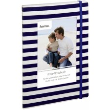 Photo notebook "Ulli", 15x21 cm, 144 checkered pages, blue stripes