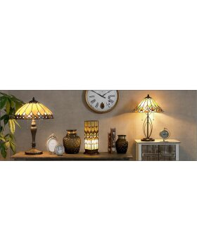 Lampa stołowa Tiffany Clayre & Eef 5LL-5184 - Ø 41x60 cm - E27 - Max. 2x60 Watt brązowy