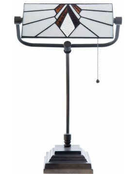 LumiLamp 5LL-5900 Lampa stołowa Tiffany 32x27x51 cm Biało-brązowe szkło