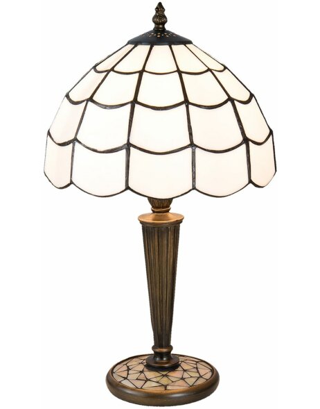 Lampe de table Tiffany Clayre &amp; Eef 5LL-5936 - &Oslash; 25x43 cm - E27-max 1x40W blanc