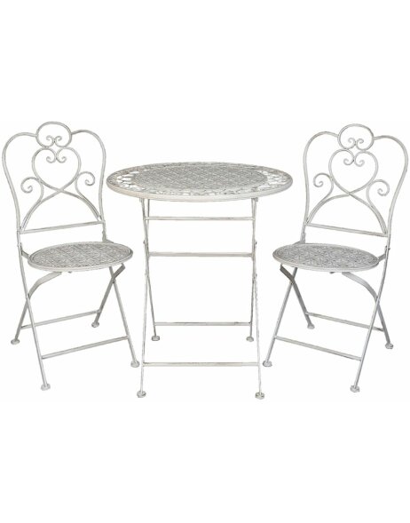 Table with 2 chairs Clayre &amp; Eef 5Y0222 - &Oslash; 70x75 cm   white