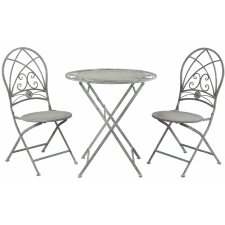 Table with 2 chairs Clayre & Eef 5Y0387 - Ø 70x76 cm - 42x54x93 cm (2) gray distressed