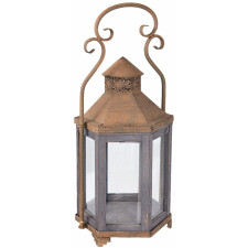Lantern Clayre & Eef 63925 - 26x26x59 cm brown - gray