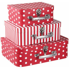 Decoration suitcase (3) Clayre & Eef 64044 - 30x22x9 cm -25x20x9 cm -20x17x8 cm red