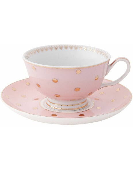 Kaffeetasse mit Untertasse Clayre &amp; Eef 6CE0651 - &Oslash; 15x8 cm - 0,12L pink