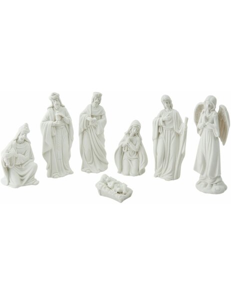 Christmas crib figures (7) Clayre &amp; Eef 6CE0741 - 6x4x15 - 6x6x10 - 5x3x3 cm white