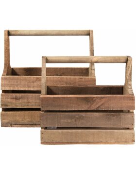 Wooden chest (2) Clayre & Eef 6H1622 - 41x21x41 cm - 36x15x32 cm nature