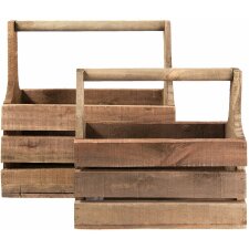 Wooden chest (2) Clayre & Eef 6H1622 - 41x21x41 cm - 36x15x32 cm nature