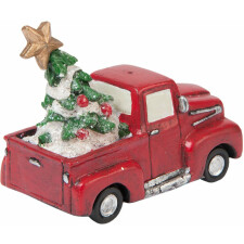 Car with Christmas tree Clayre & Eef 6PR1181 - 7x3x6 cm red