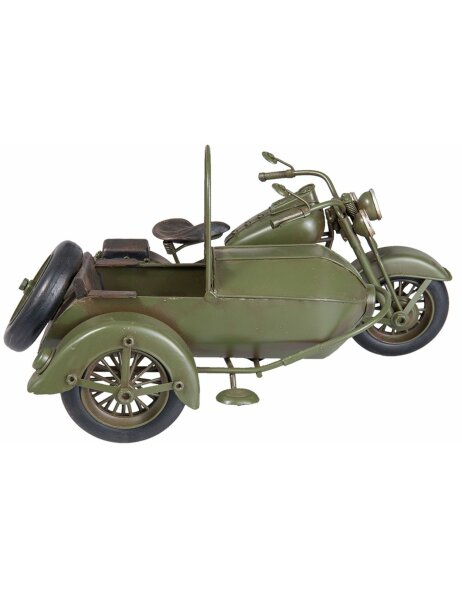 Model motorcycle with sidecar Clayre &amp; Eef 6Y2538 - 31x19x17 cm green