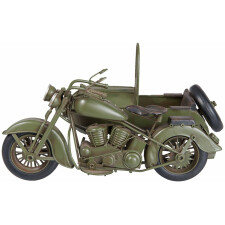 Model motorcycle with sidecar Clayre & Eef 6Y2538 - 31x19x17 cm green