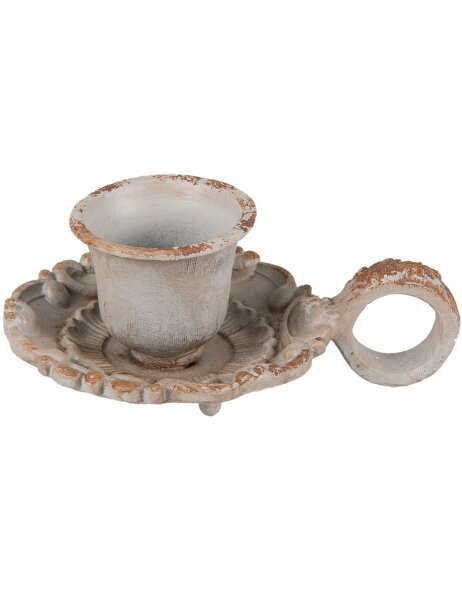Candlestick Clayre &amp; Eef 6Y2594 - 9x6x4 cm gray distressed