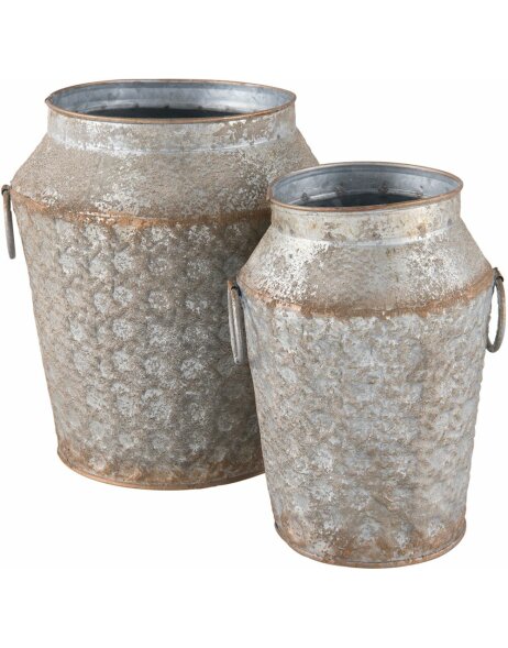 Metalen pot (2) Clayre en Eef 6y2685 - &oslash; 20x21 cm - &oslash; 14x19 cm grijs