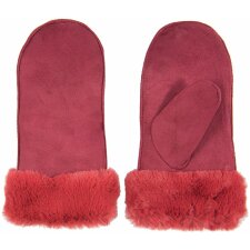 Gloves set faux fur Clayre & Eef JZGL0029A - 8x24 cm bordeaux