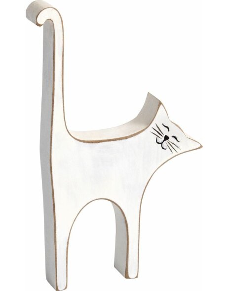 Figura decorativa gato, blanco, altura 17 cm