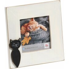 Photo frame cat 9x9 cm white