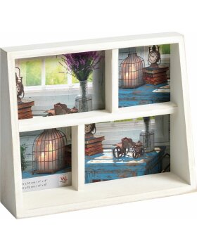 Gallery frame Rustic 4 photos 10x10 cm and 10x15 cm white