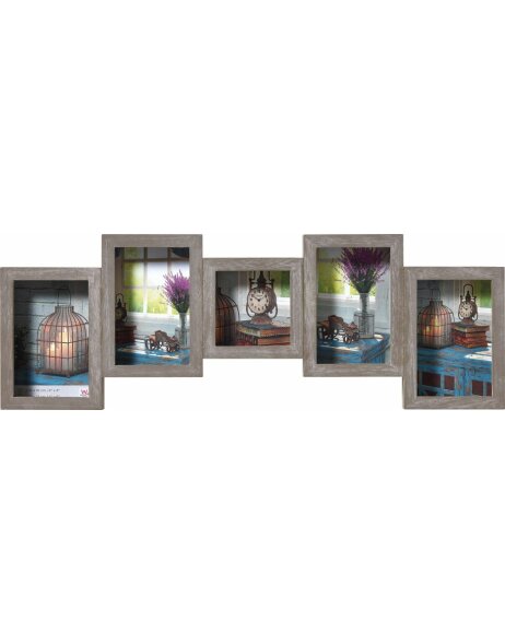 Gallery frame Rustic 4 photos 10x15 cm and 10x10 cm gray
