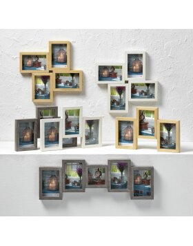 Gallery frame Rustic 4 photos 10x15 cm and 10x10 cm white