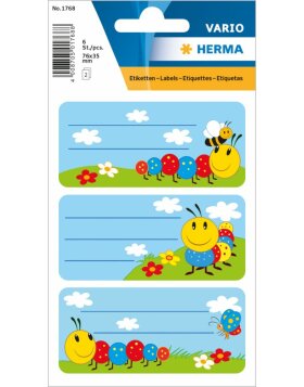Herma VARIO Book labels Frieda the little caterpillar, glittery