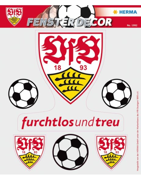 Herma DECOR Window decoration VfB Stuttgart 25 x 35 cm, logo + balls