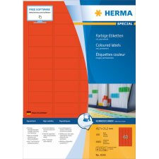 Herma SPECIAL Étiquettes de couleur A4, 45,7 x 21,2 mm, rouges, adhésives permanentes