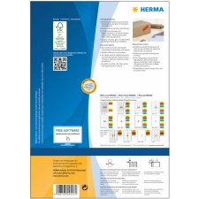 Herma SPECIAL Étiquettes de couleur A4, 105 x 42,3 mm, rouges, adhésives permanentes