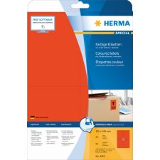Herma SPECIAL Étiquettes de couleur A4, 105 x 148 mm, rouges, amovibles