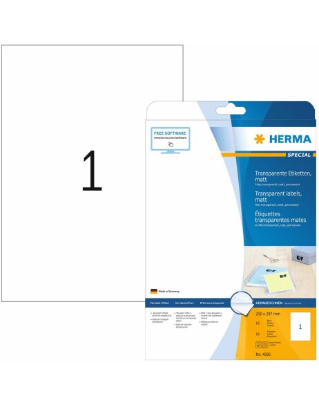 HERMA SPECIAL Transparente Folien-Etiketten matt A4 wetterfest permanent