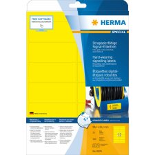 Etiquetas Herma SPECIAL de lámina resistente a la intemperie, amarillas, A4, 99,1 x 42,3 mm, adhesión extremadamente fuerte