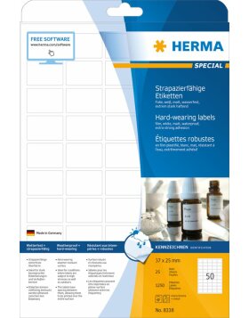 Herma SPECIAL Weatherproof film labels A4, 37 x 25 mm, white, extremely strong adhesion