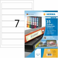 Herma etichette home rimovibili per cartelle a4, 192 x 38 mm, bianche, opache, per cartelle strette (corte)